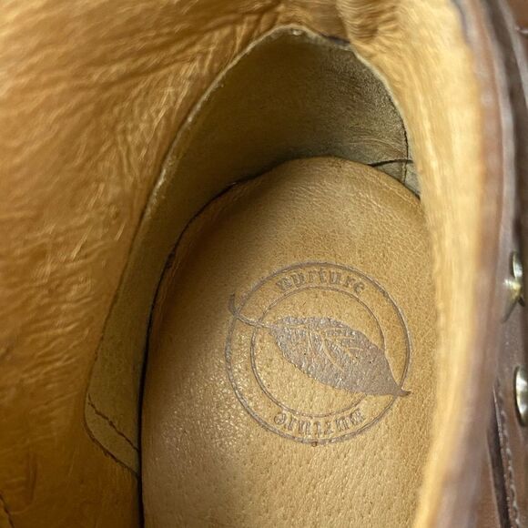 NURTURE Flint BROWN LEATHER Brass Rivets Zip ANKLE Booties womens size 10 - Picture 7 of 9